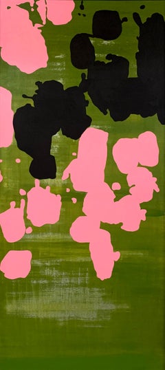 Abstract expressionist Contemporary Splatter Painting Pink Blue Green