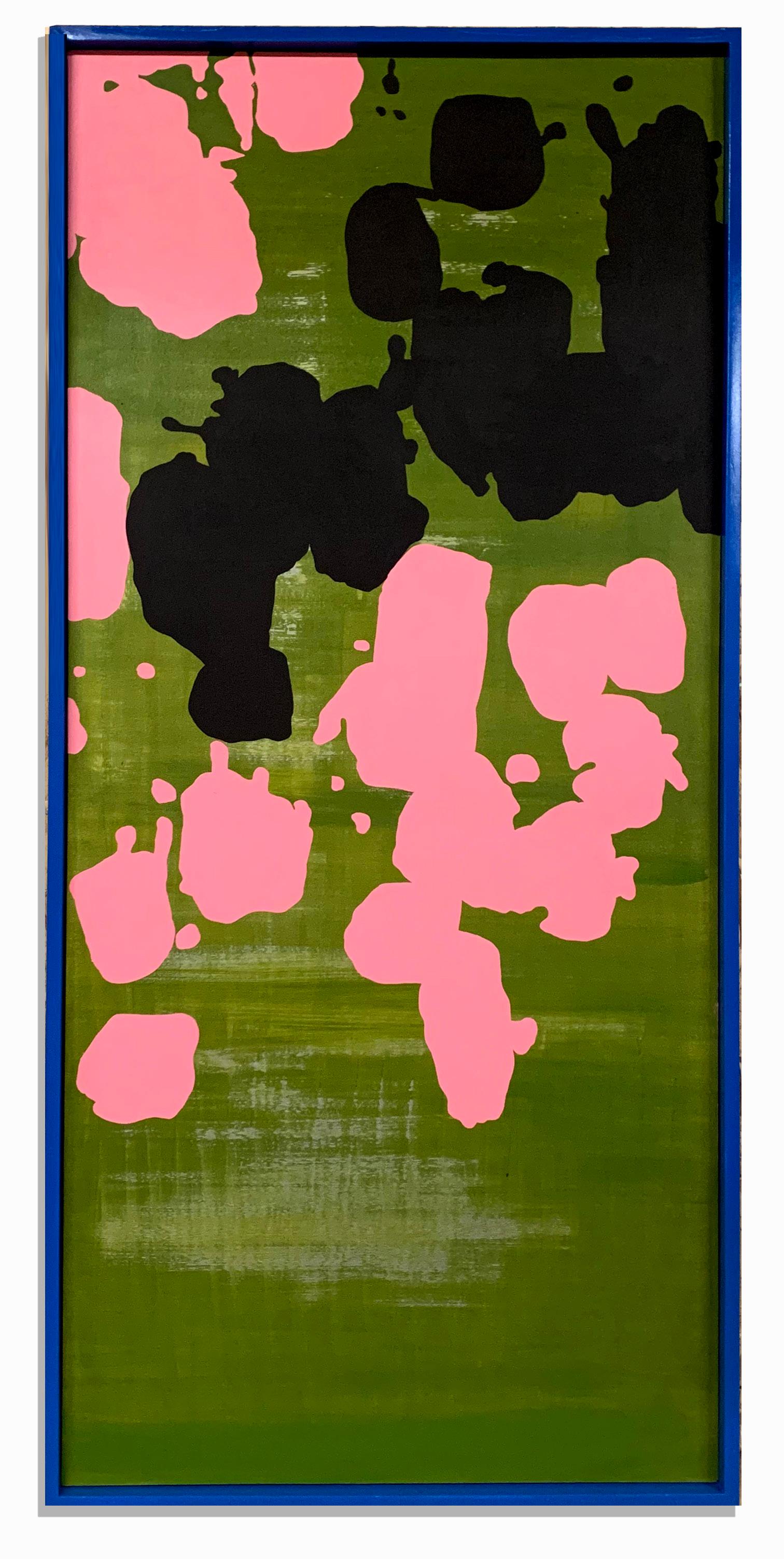 Ian de Beer Abstract Painting - Abstract expressionist Contemporary Splatter Painting Pink Blue Green