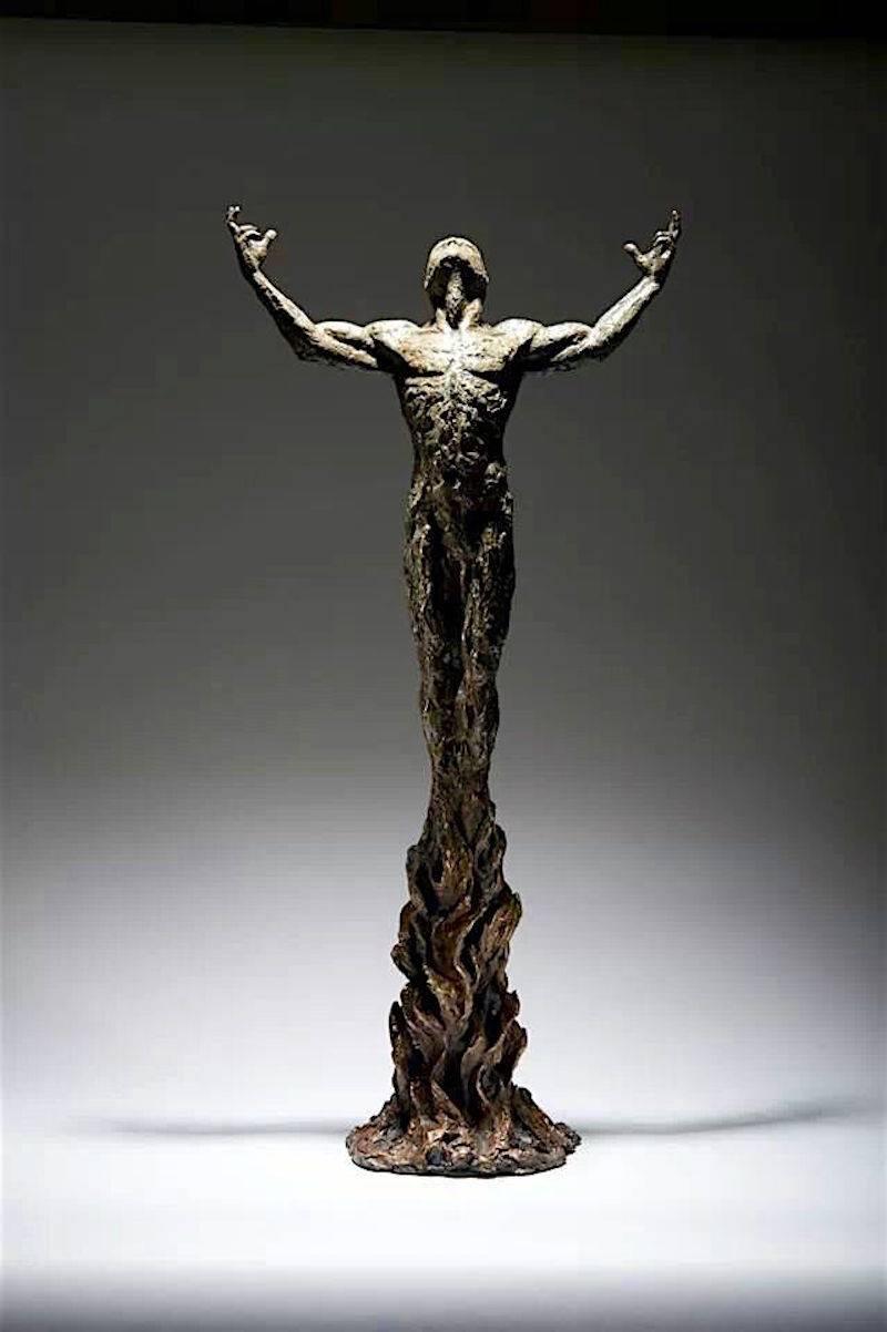 Ian Edwards Figurative Sculpture - Born of Fire tabletop Figurative bronze sculpture 