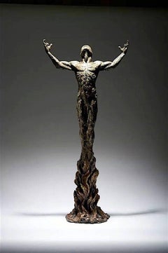 Born of Fire - tabletop Figure human form bronze casting sculpture contemporary