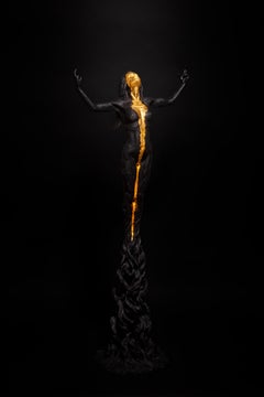 Born Within Fire - contemporary resin sculpture human form woman figure artwork