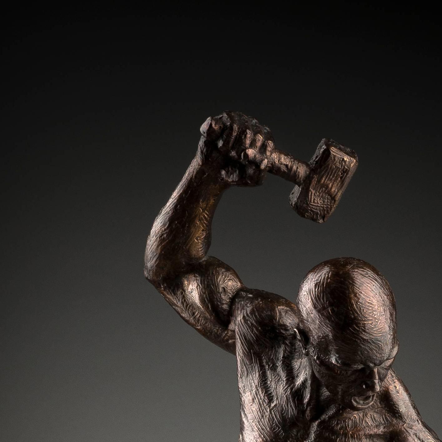 Creation of Self - tabletop Figurative human form sculpture man original modern - Impressionnisme abstrait Sculpture par Ian Edwards