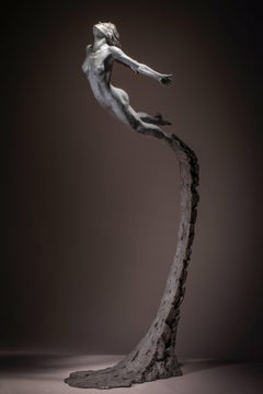 Leap Within Faith - Original Contemporary Mermaid Nude female bronze sculpture 