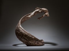 Life's Wave - Male tabletop water human figurative bronze cast sculpture modern