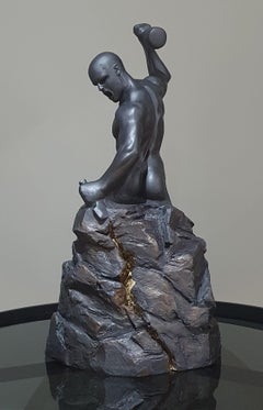 Self Creation - contemporary surreal sculpture resin cast human figure powerful