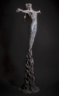 Within the Fire III -  unique floorstanding figure Nude female bronze sculpture 