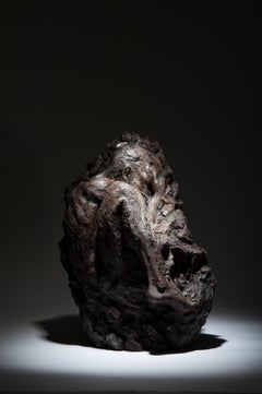 Within Unfolding - Table top human form figure bronze sculpture art contemporary