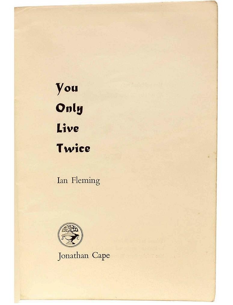 Britannique Ian Fleming, « You Only Live Twice », 1ère édition, première impression, copie non corrigée, 1964 en vente
