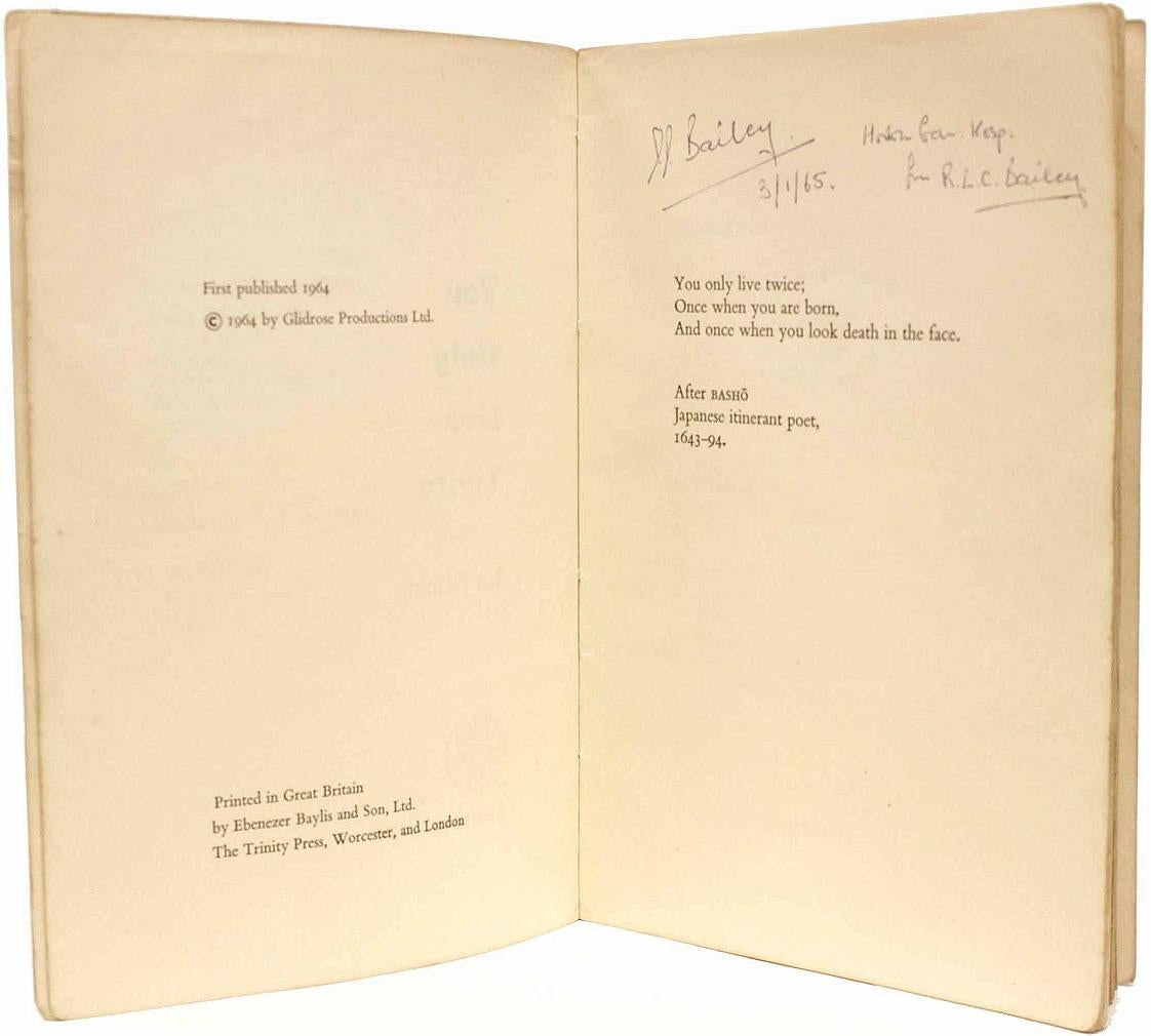 Ian Fleming, « You Only Live Twice », 1ère édition, première impression, copie non corrigée, 1964 Bon état - En vente à Hillsborough, NJ