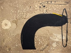 "Amato 1" Pintura expresionista abstracta contemporánea gestual de tonos neutros
