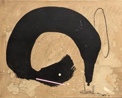 "Amato 2" Contemporary Neutral Toned Gestural Abstract Expressionist Painting