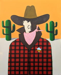 "Big John" Contemporary Abstract Colorful Western Cowboy Portrait Painting