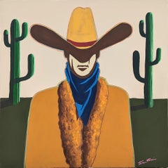 "Gary" Contemporary Abstract Colorful Western Cowboy Portrait Painting
