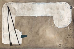 "Hotel" Pintura contemporánea expresionista abstracta gestual de tonos neutros
