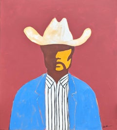 "Mitch" Contemporary Abstract Colorful Western Cowboy Portrait Painting