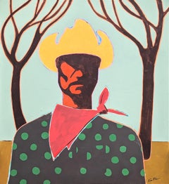 "Rascal" Contemporary Abstract Colorful Western Cowboy Portrait Painting