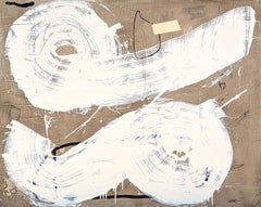 "Remus" Pittura contemporanea gestuale espressionista astratta dai toni neutri