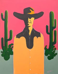 "Slim" Contemporary Abstract Colorful Western Cowboy Portrait Painting