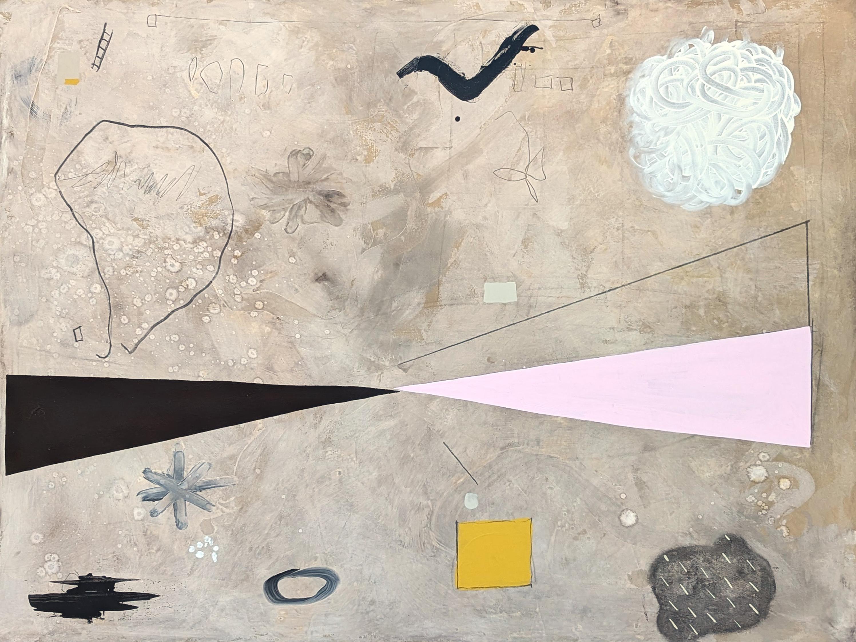 Abstract Painting di Ian Francis - "Il bacio" Pittura contemporanea gestuale espressionista astratta dai toni neutri