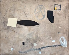 "The River" Contemporary Neutral Toned Gestural Abstract Expressionist Painting