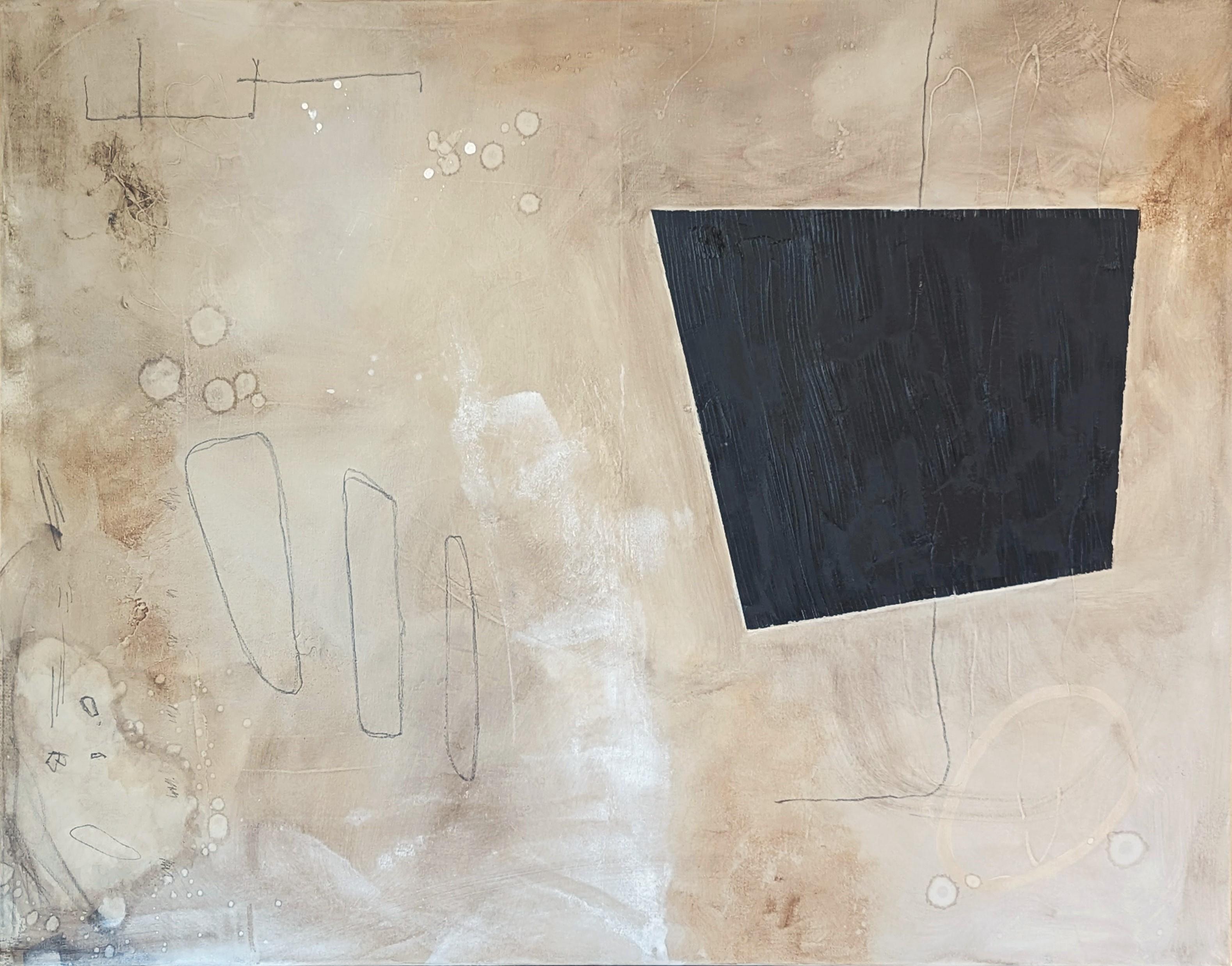 "Verdant" Pittura contemporanea gestuale espressionista astratta dai toni neutri - Mixed Media Art di Ian Francis