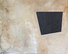"Verdant" Pintura contemporánea expresionista abstracta gestual de tonos neutros