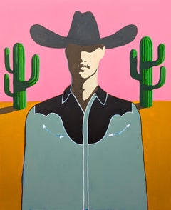 "Willis" Contemporary Abstract Colorful Western Cowboy Portrait Painting