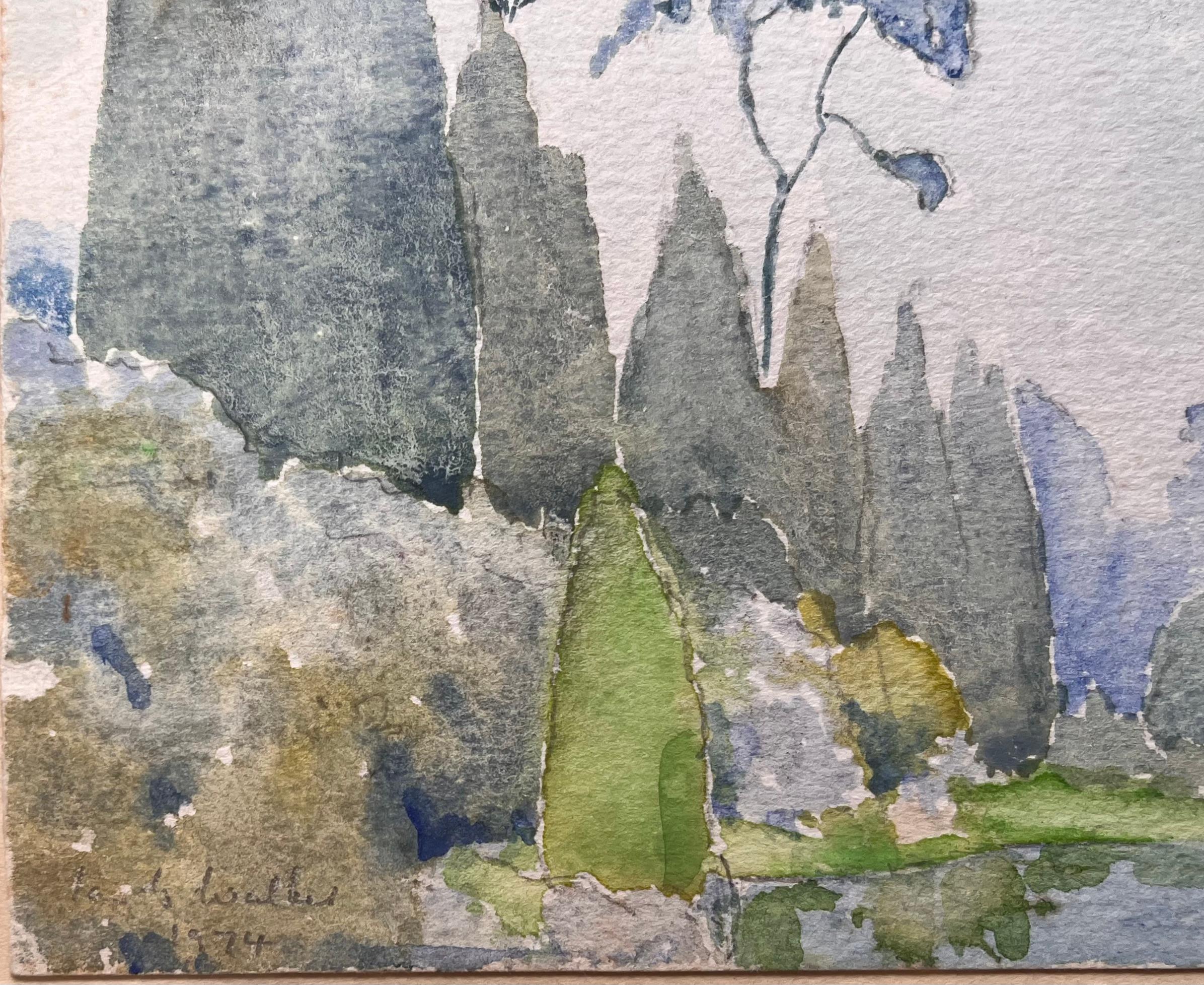 Fein detailliertes britisches Aquarell einer Landschaft mit Bäumen und Wäldern im Angebot 1