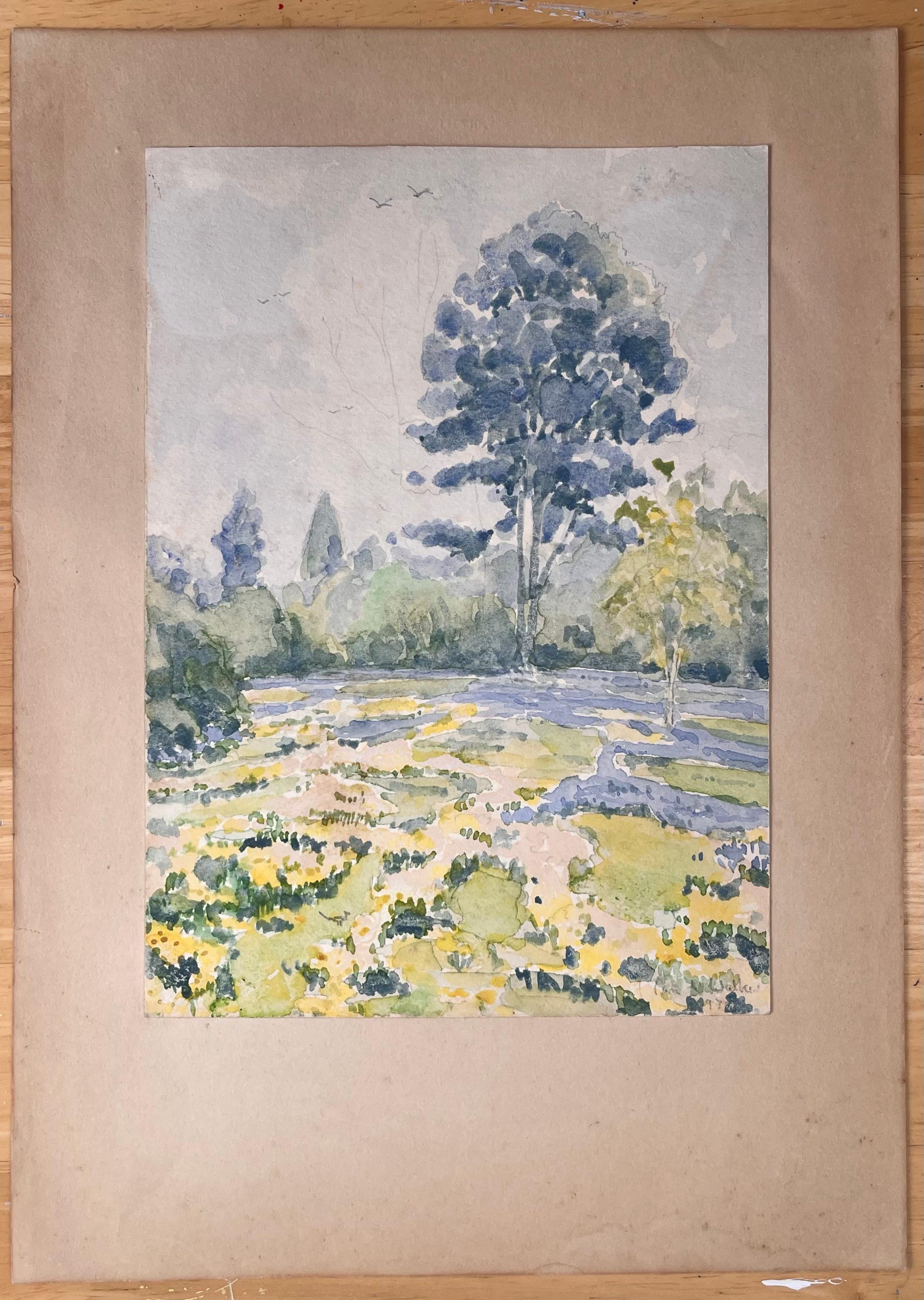Acquerello inglese finemente dettagliato di una scena di bosco - Art di Ian G. Walker