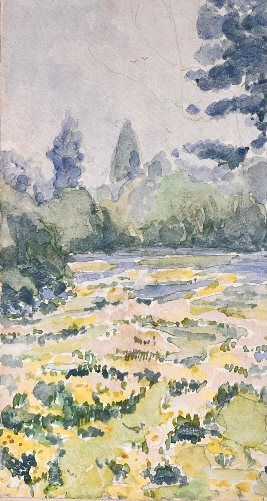 Acquerello inglese finemente dettagliato di una scena di bosco - Landscape Art Grigio di Ian G. Walker