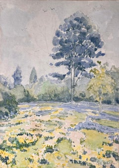 Aquarelle britannique finement détaillée d'une scène de bois