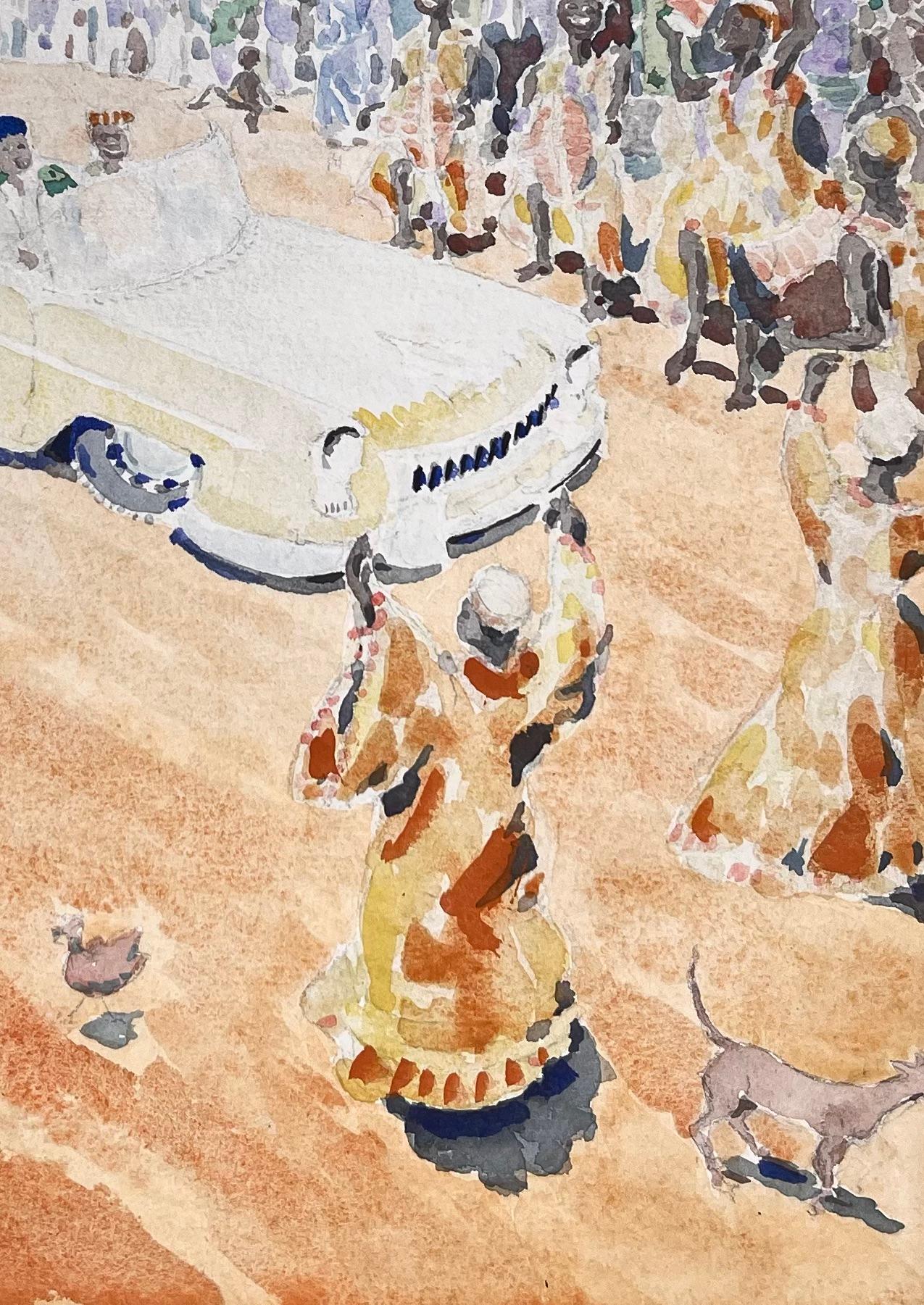 Finely Detailed British Watercolor of an Eid El Fitri Celebration in Lagos For Sale 1
