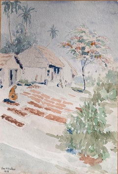 Fein detailliertes britisches Aquarell von Uhren, die im Norden trocknen  von Sansibar Townes