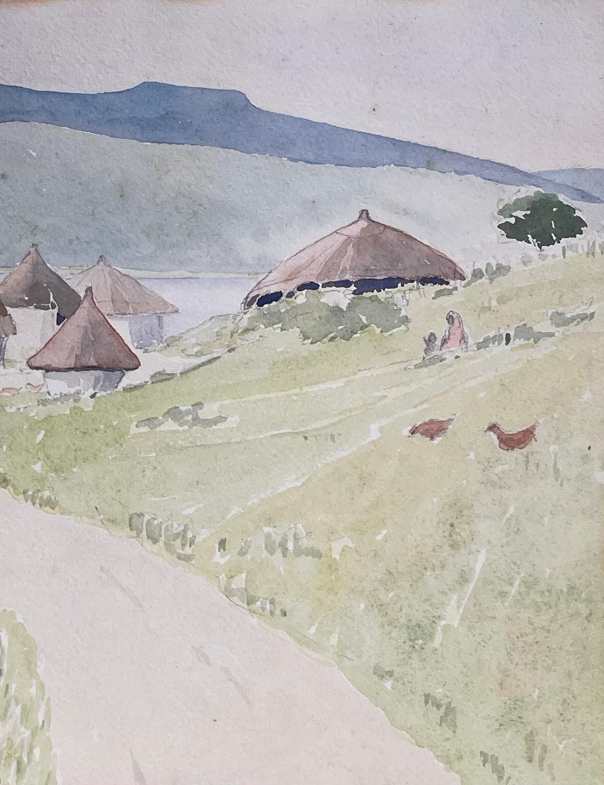 Fein detailliertes britisches Aquarell des südlichen Endes des Lake Tanganyika (Grau), Landscape Art, von Ian G. Walker