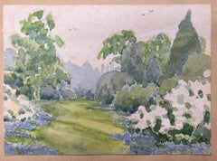 Escena de paisaje topográfico en acuarela británica finamente detallada