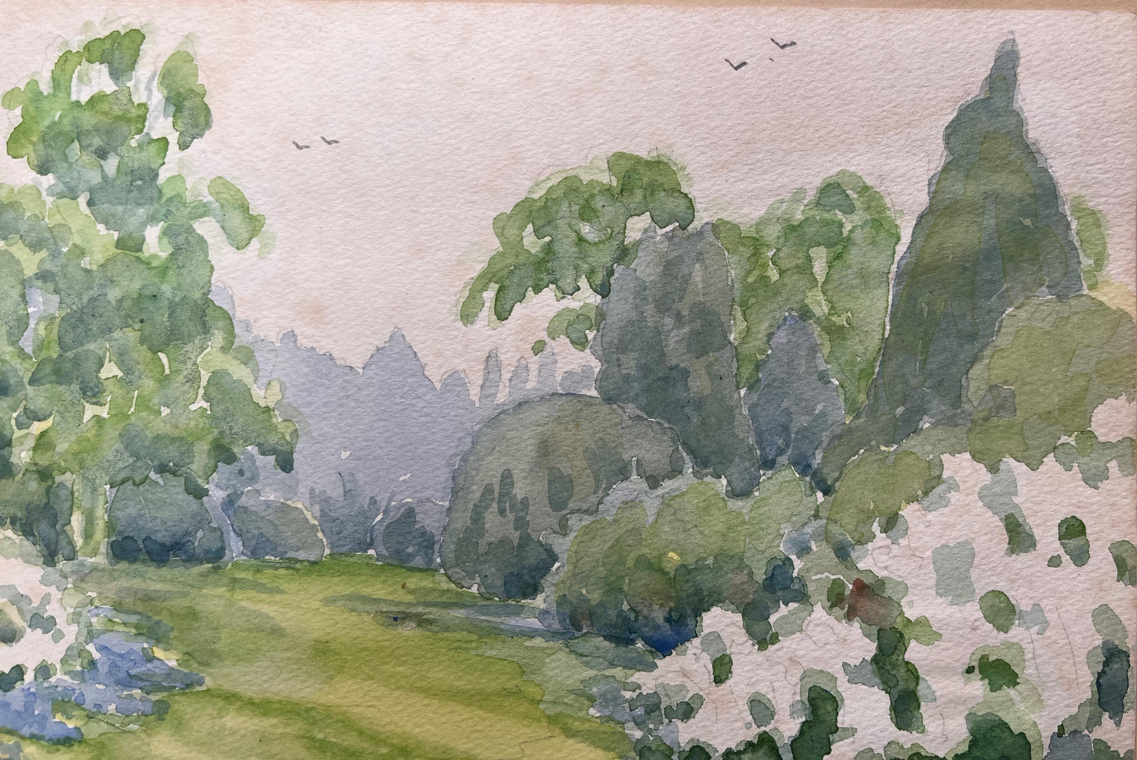 Aquarelle de paysage topographique britannique finement détaillée - Impressionnisme Art par Ian G. Walker
