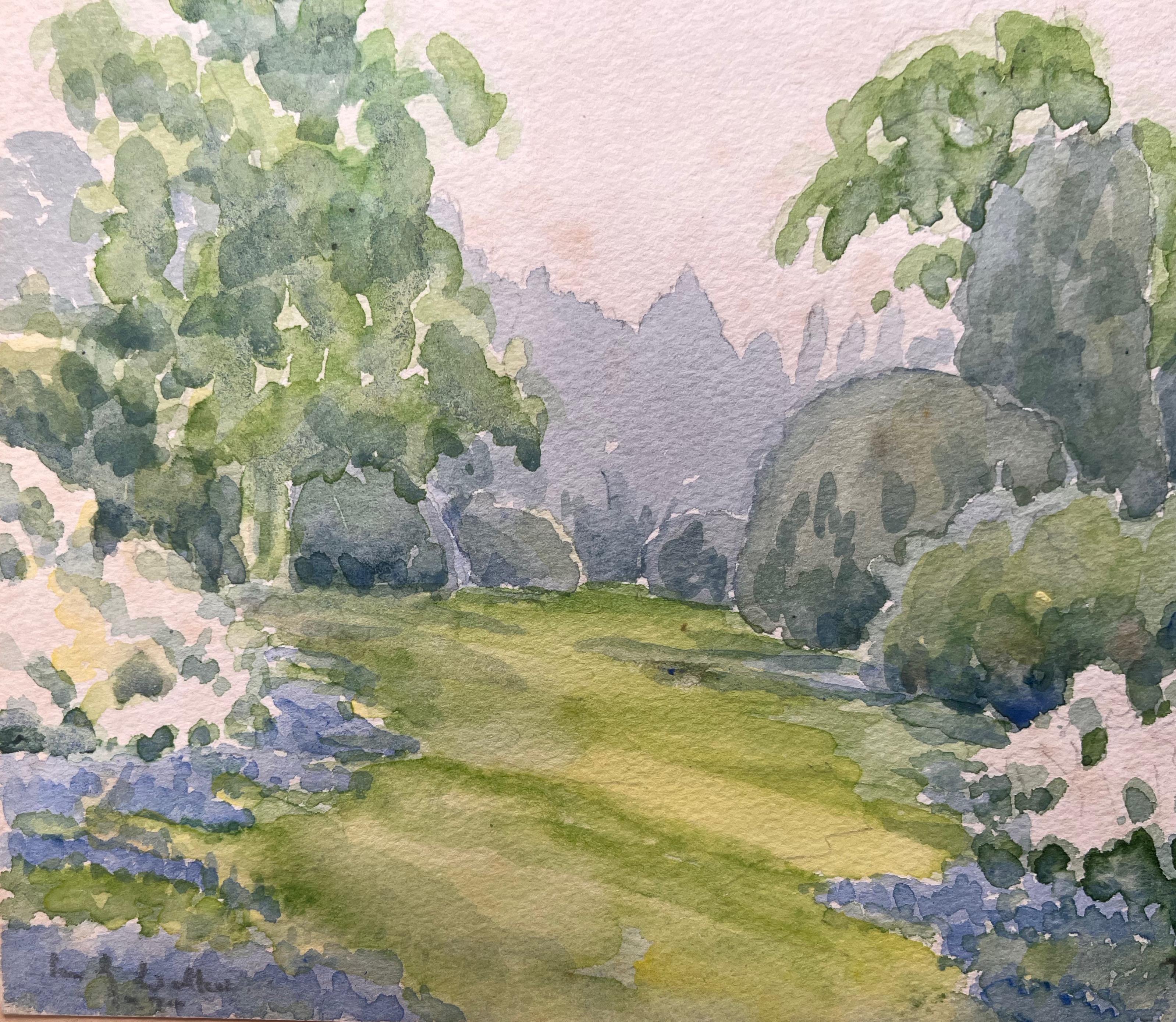 Aquarelle de paysage topographique britannique finement détaillée - Gris Landscape Art par Ian G. Walker