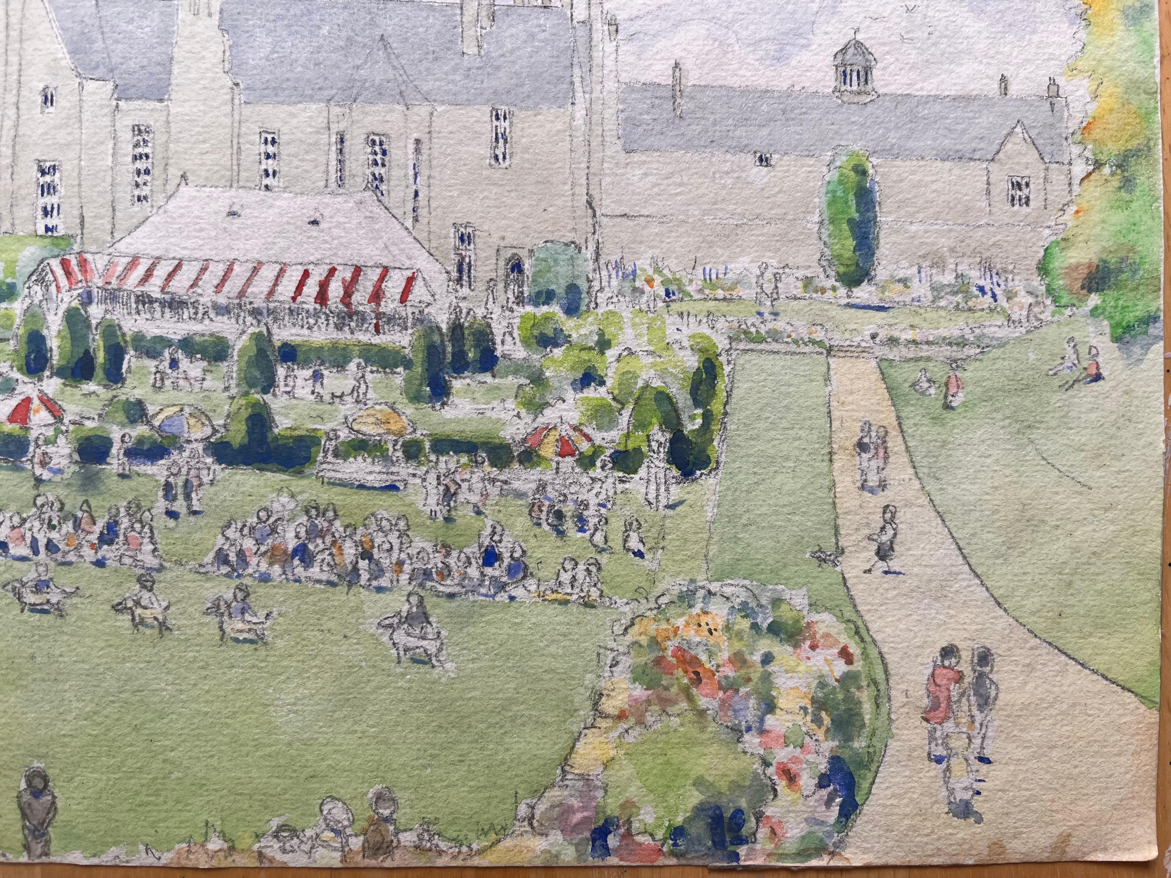 Acquerello britannico topografico finemente dettagliato di un'esposizione canina a Glynde Place - Painting Impressionismo di Ian G. Walker