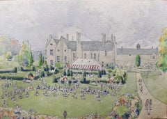Acquerello britannico topografico finemente dettagliato di un'esposizione canina a Glynde Place