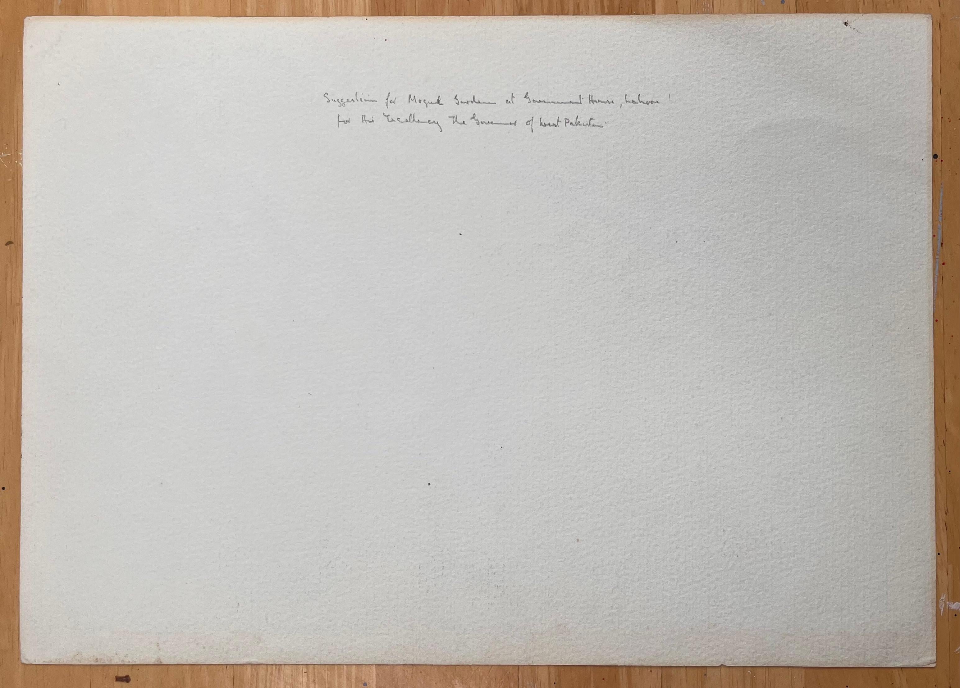 Finely Detailed British Watercolor Topographical of a Mogul Garden in Pakistan For Sale 1