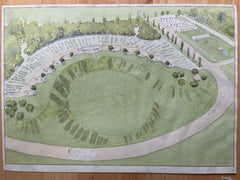 Finely Detailed British Watercolor Topographical of a Sheep Farm on Mount Kenya