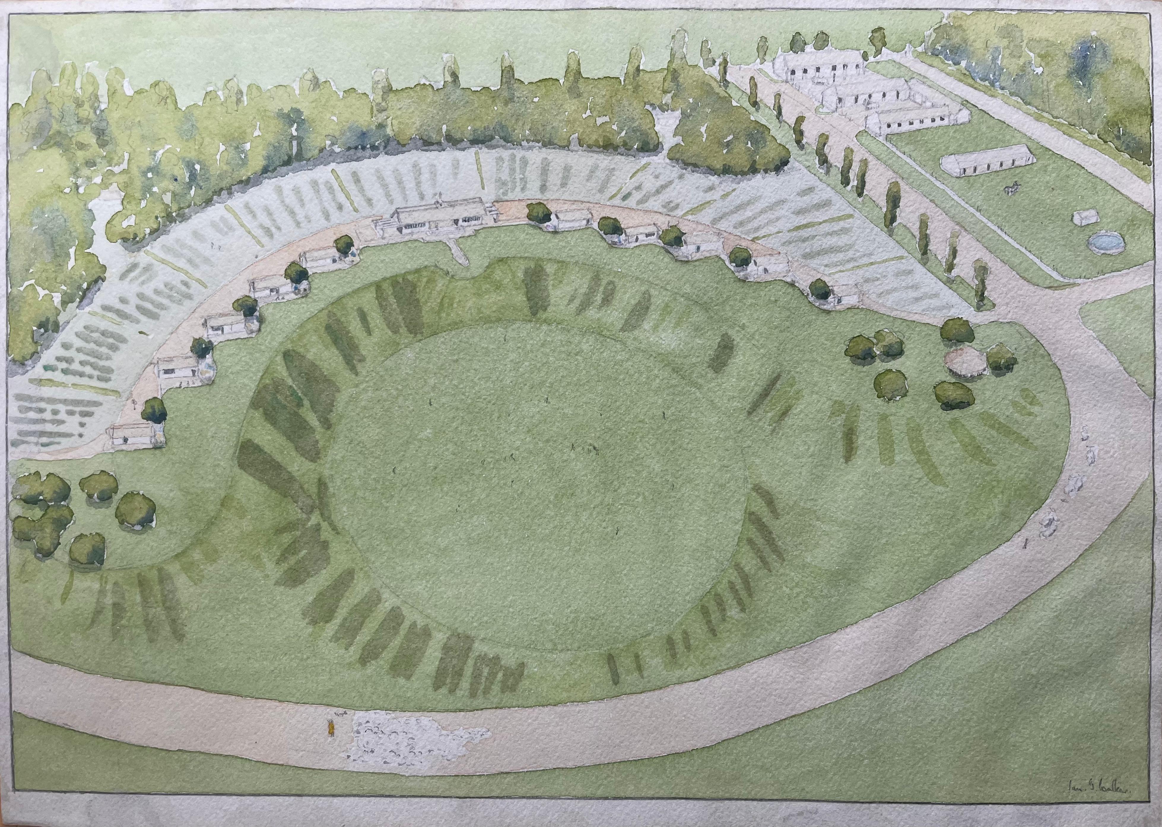 Finely Detailed British Watercolor Topographical of a Sheep Farm on Mount Kenya