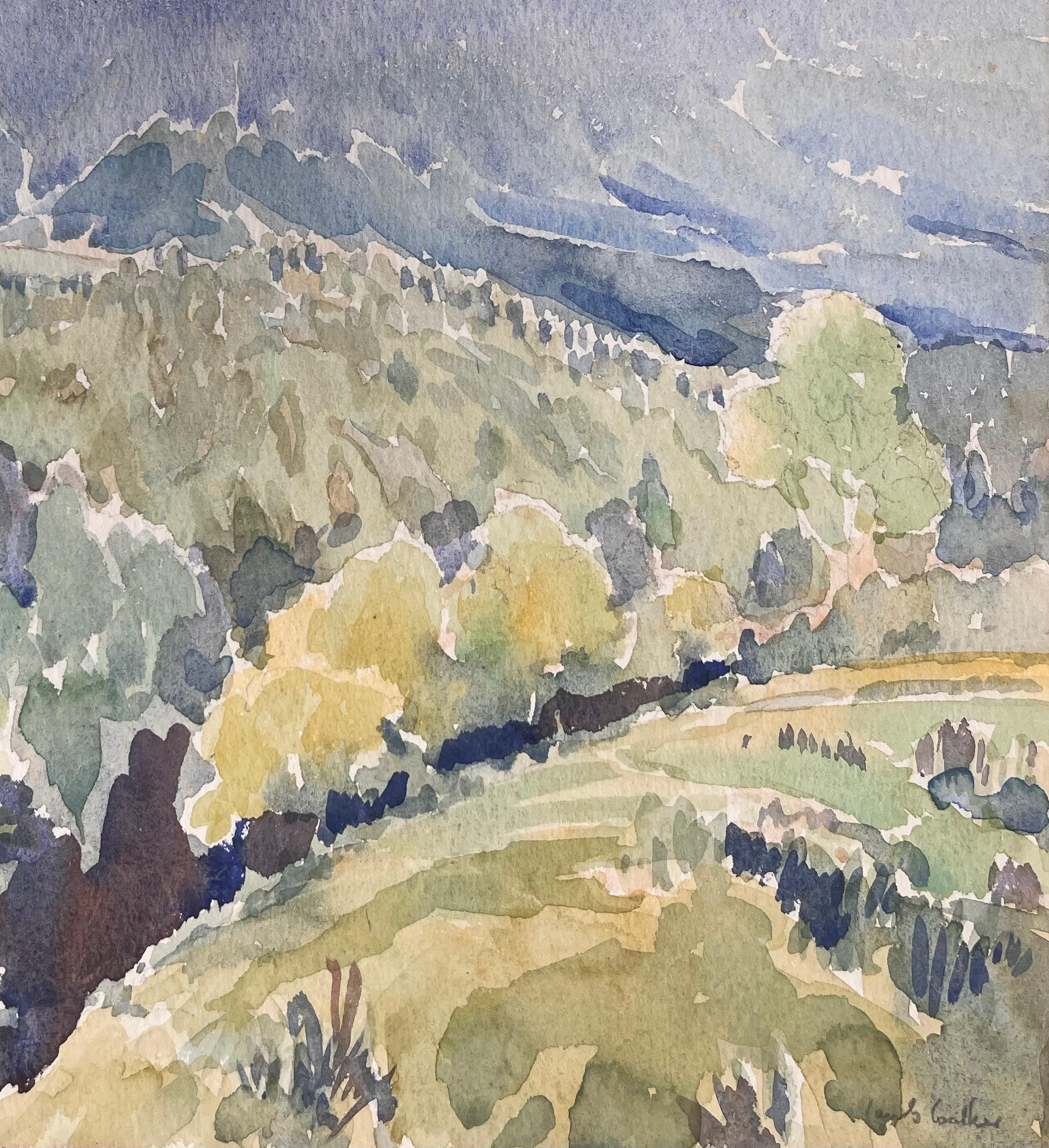 Fein detaillierte britische Aquarell-Topographie des Mount Kenya in Ostafrika (Impressionismus), Art, von Ian G. Walker