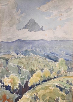 Fein detaillierte britische Aquarell-Topographie des Mount Kenya in Ostafrika