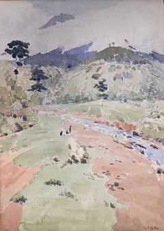 Fein detaillierte britische Aquarell-Topographie des Mount Kenya in Kenia, Topographical