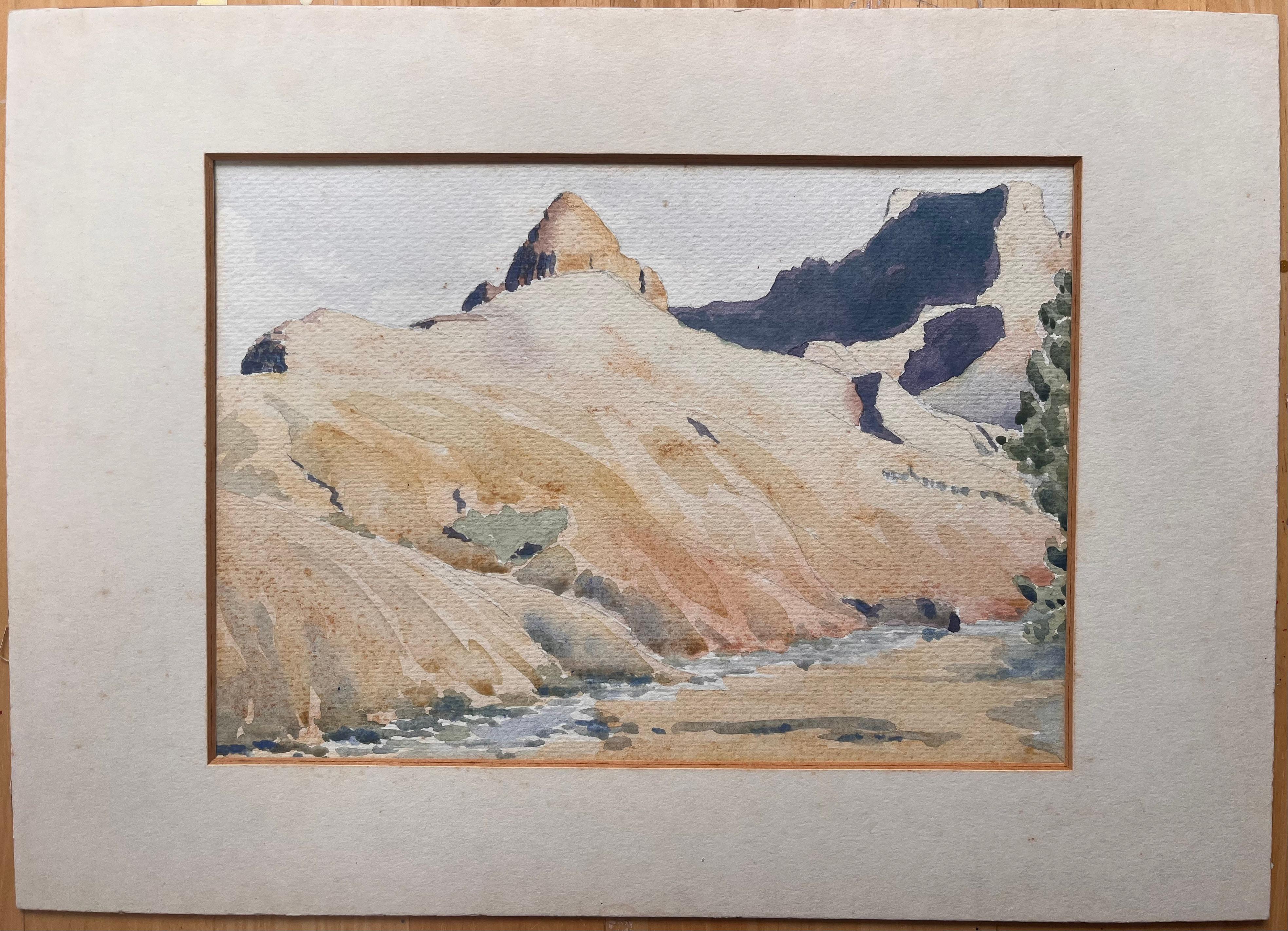 Fein detaillierte britische Aquarell-Topographie des National Parks – Art von Ian G. Walker