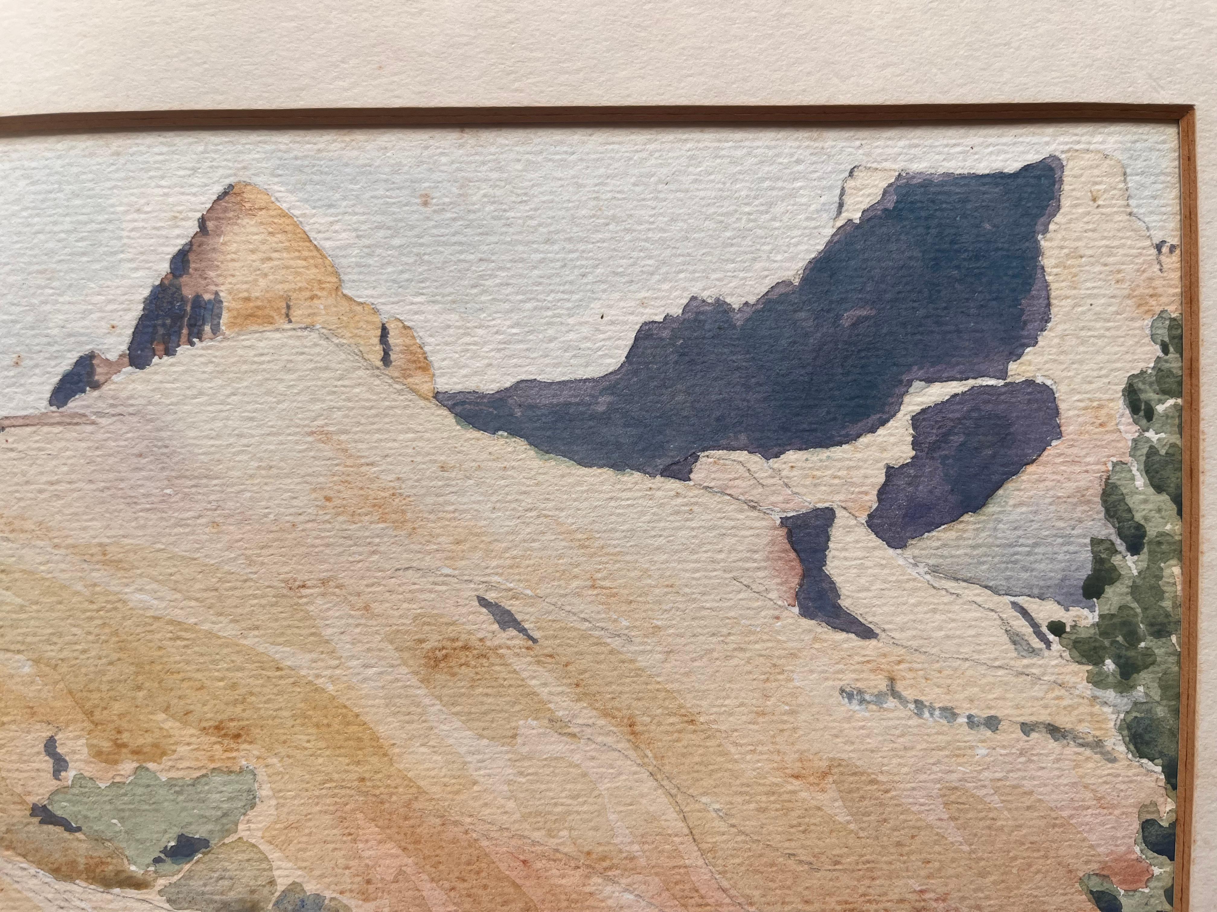Fein detaillierte britische Aquarell-Topographie des National Parks (Grau), Landscape Art, von Ian G. Walker