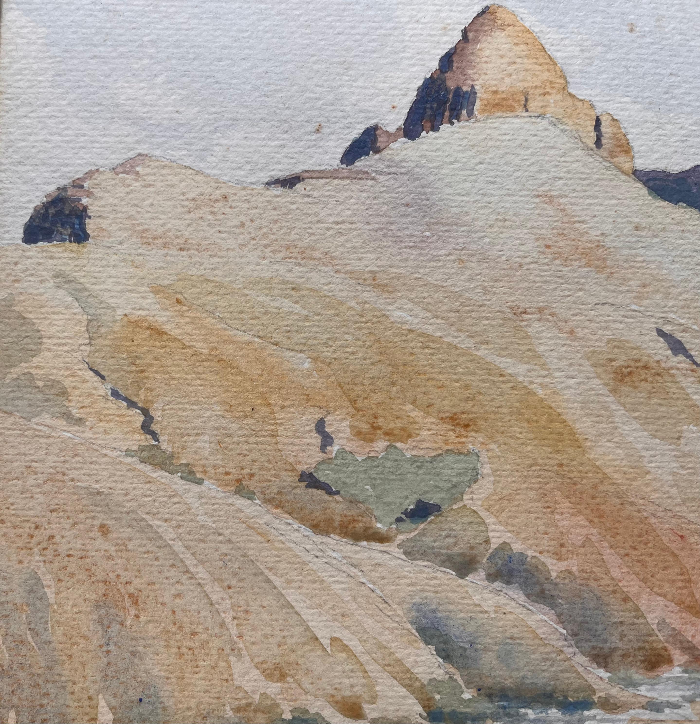 Medium: Aquarell auf Papier, ungerahmt
Größe: 10 Zoll (Höhe) x 14 Zoll (Breite)
Unterschrieben: Nein
Zustand: Solider Zustand, mit einigen kleinen Flecken an der Stelle, an der die Halterung sitzt.
Provenienz: Privatsammlung

Beschreibung:
Dieses