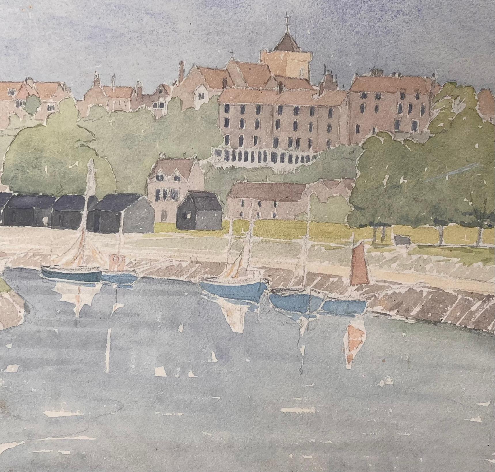 Aquarelle topographique britannique finement détaillée de Rye, Sussex en vente 1