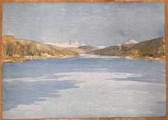 Finely Detailed British Watercolor Topographical of Svartisen Glacier in Norway